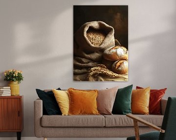 Wheat sack with loaves of bread by Pixelbull Design