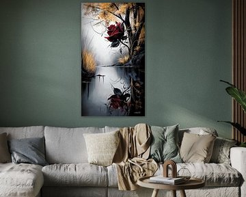 rose in red, black or gold