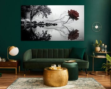 rose in red, black or gold