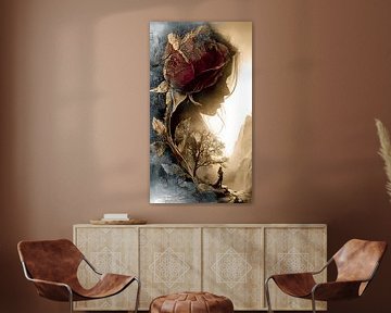 roos in rood, zwart of goud van Gelissen Artworks