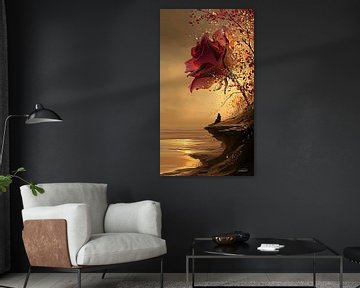 roos in rood, zwart of goud van Gelissen Artworks