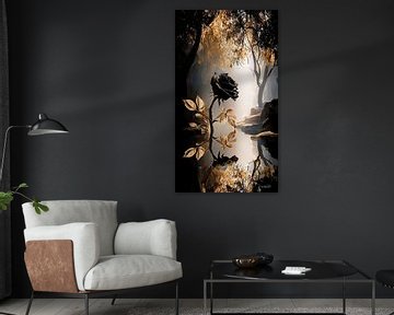 roos in rood, zwart of goud van Gelissen Artworks