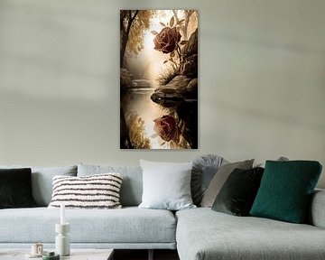 roos in rood, zwart of goud van Gelissen Artworks
