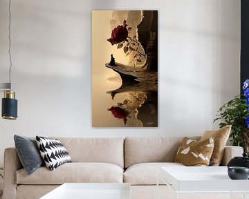 rose en rouge, noir ou or sur Gelissen Artworks