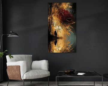 rose en rouge, noir ou or sur Gelissen Artworks