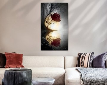 rose en rouge, noir ou or sur Gelissen Artworks