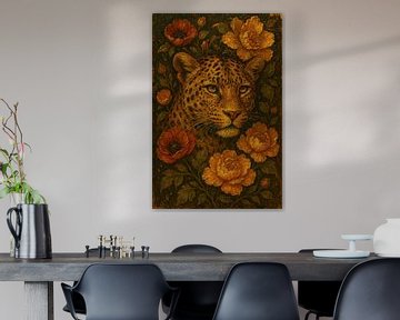 Majestueuze Luipaard in Bloemenpracht van But First Framing