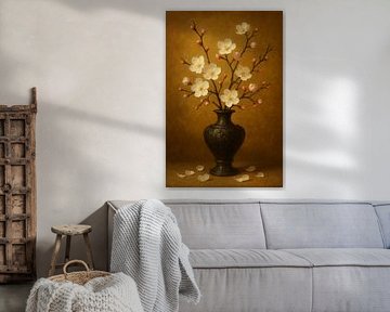 Zeitlose Blüten in verschnörkelter Vase