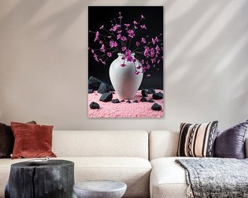 "Modern Floral Art - Elegant White Vase