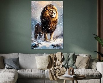 Majestueuze leeuw in de sneeuw van Imperial Art House