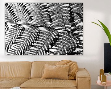 Botanisches Mosaik Schwarz und Weiß