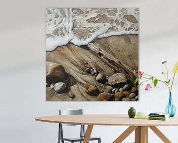 Beach Sand Waves Stones Spray Coast Driftwood natural