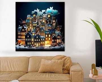 Miniatuur landschap porselein nachtverlichting surrealistische huizen bomen van gm_designs