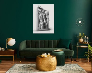 Kwetsbaar en teder Geliefden grijswaarden van Krista Kitsz Art