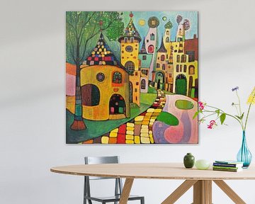 Groene fantasie-stad – speels stadsbeeld vol natuur en verwondering van Natasja Haandrikman