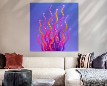 Neon Coral Bloom en Electric Sunset