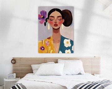 Kleurrijk modern portret van Carla Van Iersel