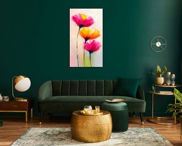 Poppies Triptich van Maria Kitano