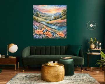 Vallei Serenade bij zonsondergang van Artistic