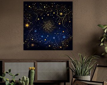 Grillige sterrenhemel met bliksem van Vythryd Arts