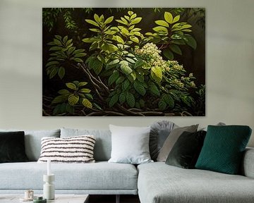 Bosbladeren met bloesems van Vythryd Arts