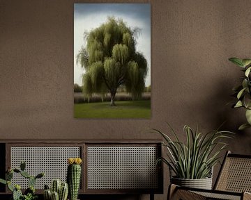 Wilgenboom in een open veld van Vythryd Arts