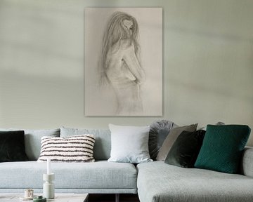 Esquisse jeune femme, nue discrète brun-gris