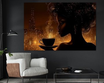 femme boit du café sur Egon Zitter