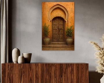 Antikes Tor von Marrakesch - Zeitlose Atmosphäre in Terrakotta und Holz