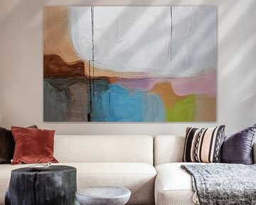 Colourful abstract landscape with white top layer