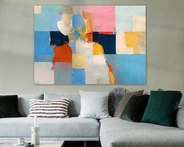 Abstracte Vrouw | Abstracte Vrouw Met Kleuren van Blikvanger Schilderijen