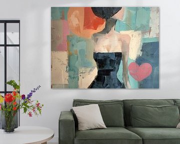 Abstracte Vrouw in Zwart en Kleur van Kunst Kriebels