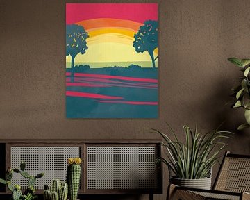 Twee bomen bij zonsondergang van Tanja Udelhofen