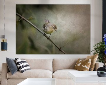 Vogeltje op tak Tedere Blik in Groen van Femke Ketelaar