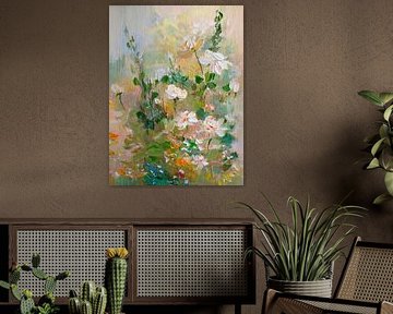 Peinture florale d'un rosier sur Studio Pieternel