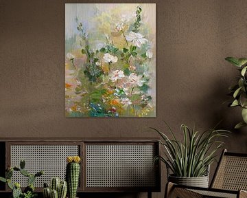 Bloemschilderij van een rozenstruik van Studio Pieternel