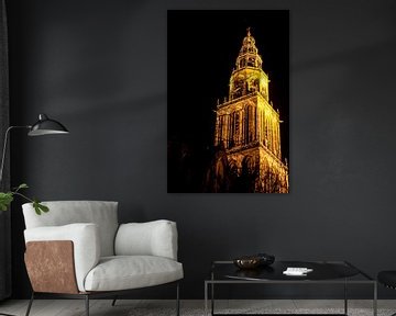 Martinitoren in Groningen  bij nacht van Patricia Hofmeester