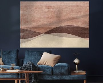 Japandi zand, terracotta, bruin abstract landschap van Dina Dankers