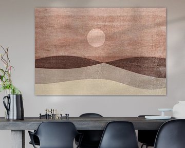 Japandi zand, terracotta, bruin abstract landschap I van Dina Dankers