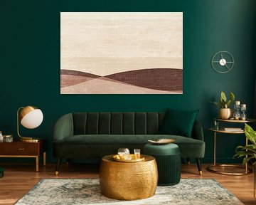 Japans abstract landschap in warm bruin, zand, terracotta. van Dina Dankers
