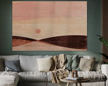 Eenvoudig landschap in bruin en blush van Dina Dankers