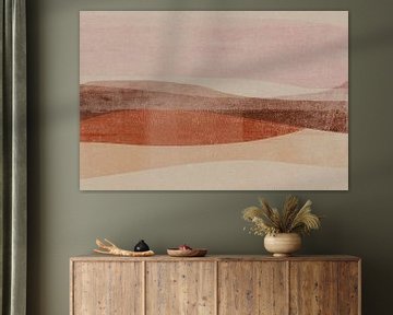 Abstract landschap in terracotta en roze van Dina Dankers