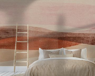 Abstrakte Landschaft in Terrakotta und Rosa