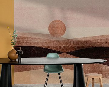 Abstrakte Landschaft in warmem Braun, Terra und Rosa