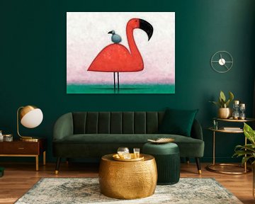 Mama Flamingo en Haar Kuiken van Whale & Sons