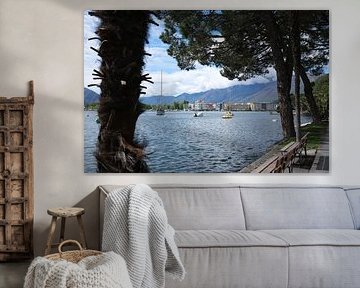 Uitzicht op de kust van Locarno - Tussen palmbomen en bergen
