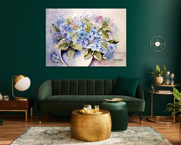 Hortensia's in Vaas van Rita Tielemans Kunst