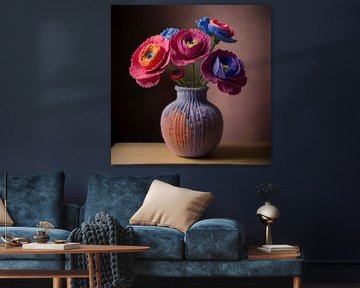 Bouquet de roses textiles sur Evelien Prins