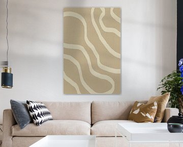 Japandi. Abstract lines in cream on beige. by Dina Dankers