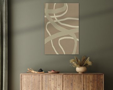 Creme en bruine abstracte stroom van Dina Dankers